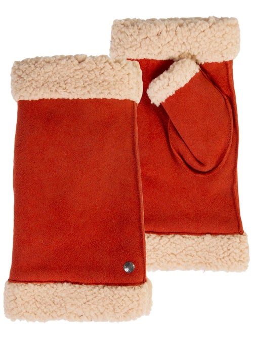 Mitaines en cuir de chèvre velours, doublés imitation fourrure femme isotoner - Kiabi