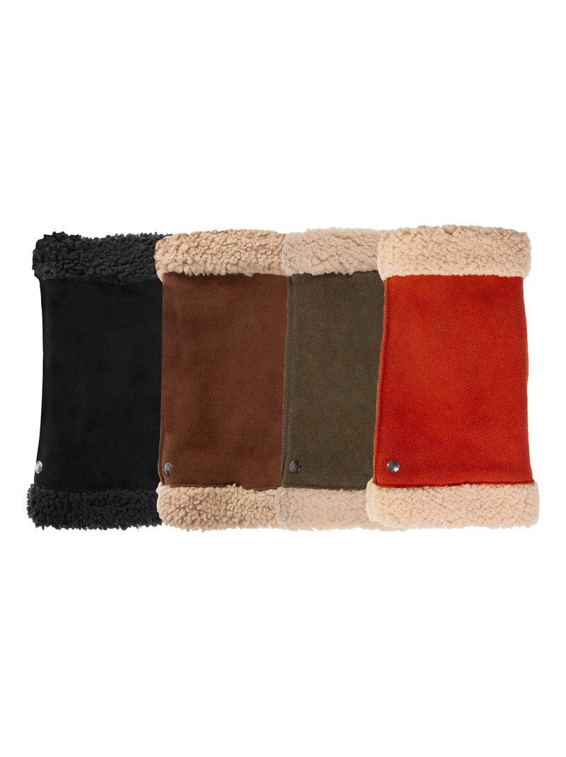 Mitaines en cuir de chèvre velours, doublés imitation fourrure femme Isotoner Orange mandarine - Kiabi