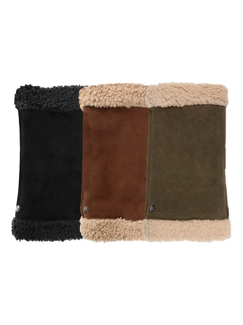 Mitaines en cuir de chèvre velours, doublés imitation fourrure femme Isotoner - Kiabi
