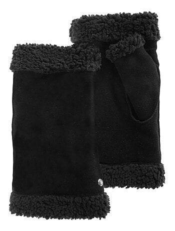 Mitaines en cuir de chèvre velours, doublés imitation fourrure femme