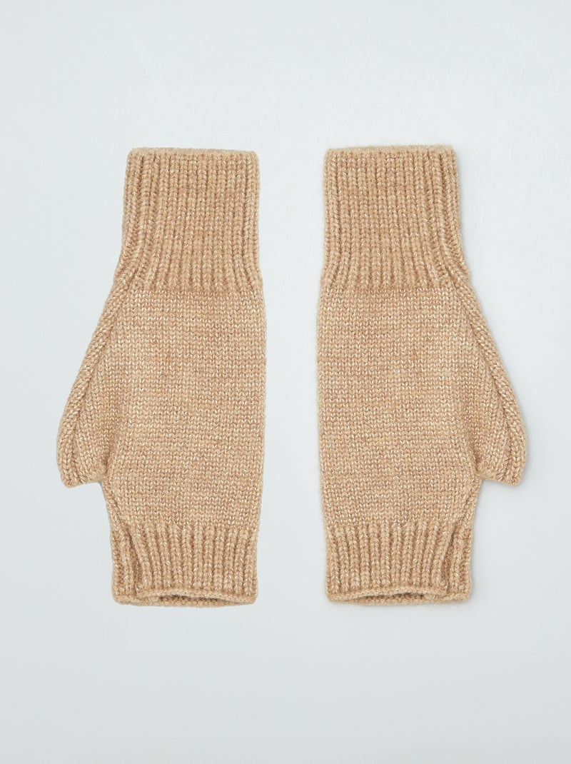 Mitaines en maille pailletées Beige - Kiabi