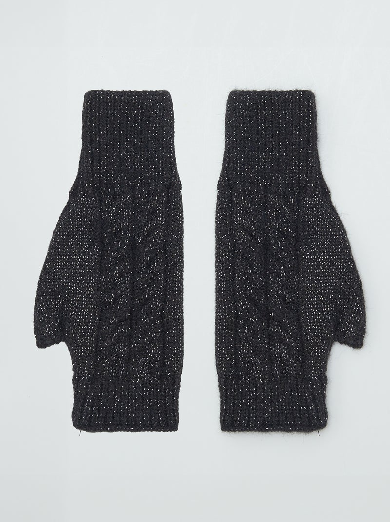 Mitaines en maille pailletées Noir - Kiabi