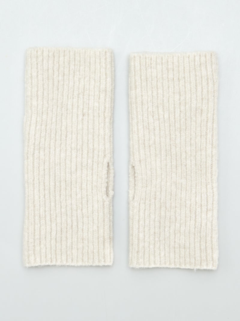 Mitaines manchettes en maille Blanc - Kiabi