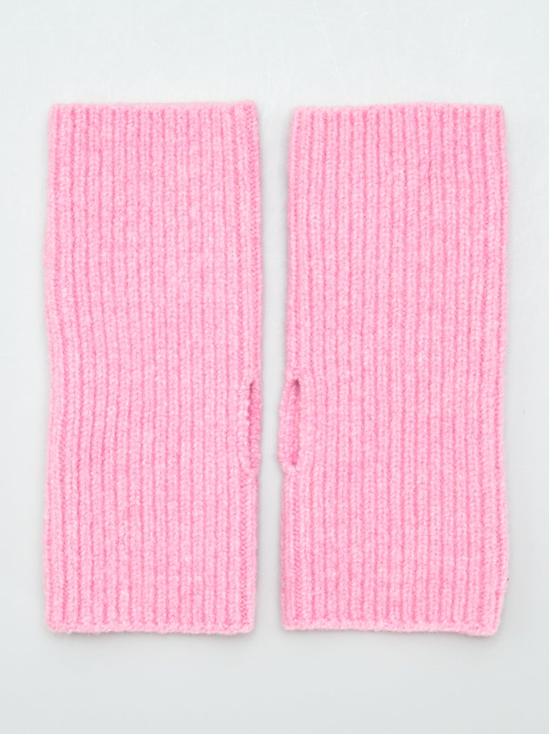 Mitaines manchettes en maille Rose - Kiabi