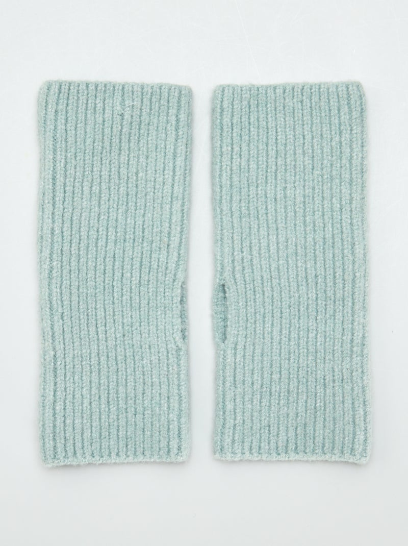 Mitaines manchettes en maille Vert - Kiabi