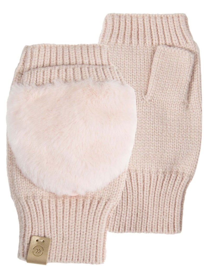 Mitaines moufles femme imitation fourrure poudré Isotoner Rose pâle - Kiabi