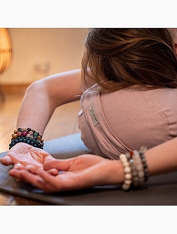 Mitonn de yoga et coussin de méditation 100% lin en rose poudré