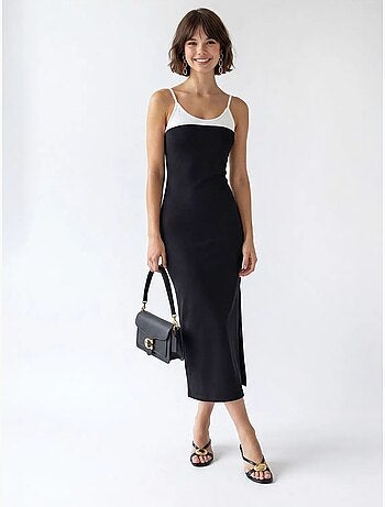 Mixray robe midi moulante sans manches avec fente