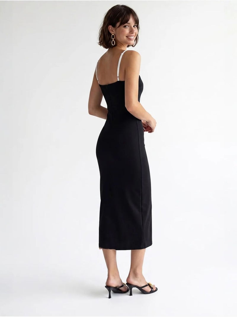 Mixray robe midi moulante sans manches avec fente Noir - Kiabi