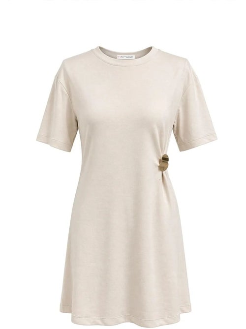 Mixray robe mini t-shirt à col rond avec accessoire en pierre - Kiabi