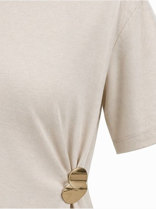 Mixray robe mini t-shirt à col rond avec accessoire en pierre - Kiabi