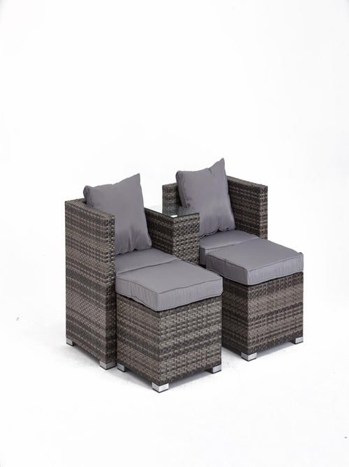 MOANA Salon de jardin 4 places en résine tressée gris - Kiabi