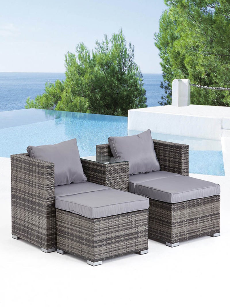 MOANA Salon de jardin 4 places en résine tressée gris Gris - Kiabi
