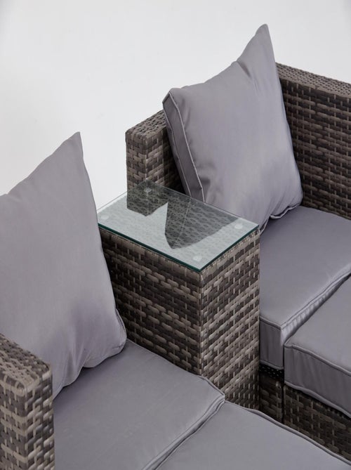 MOANA Salon de jardin 4 places en résine tressée gris - Kiabi