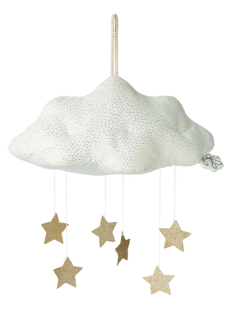 Mobile décoratif nuage avec étoiles blanc et doré Blanc - Kiabi
