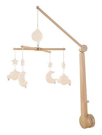 Mobile musical bébé en bois avec 4 jouets - SAUTHON