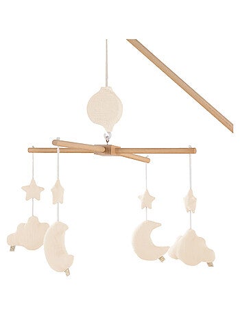 Mobile musical bébé en bois avec 4 jouets - SAUTHON