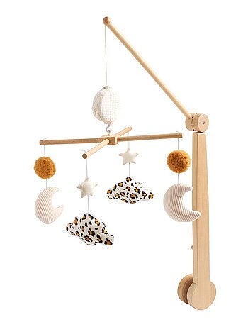 Mobile musical bébé en bois avec 4 jouets - SAUTHON