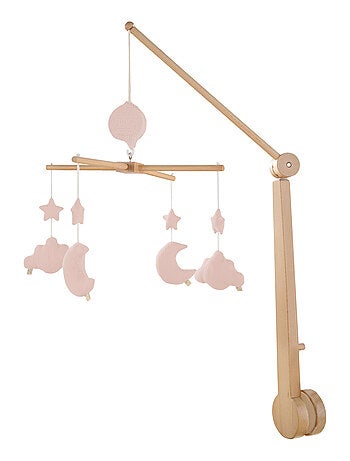 Mobile musical bébé en bois avec 4 jouets - SAUTHON