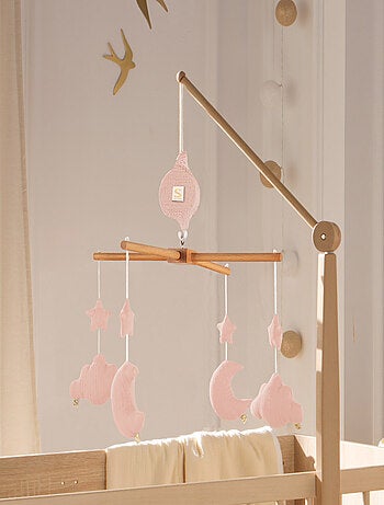 Mobile musical bébé en bois avec 4 jouets - SAUTHON
