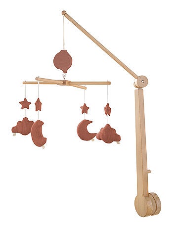 Mobile musical bébé en bois avec 4 jouets - SAUTHON