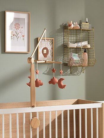 Mobile musical bébé en bois avec 4 jouets - SAUTHON