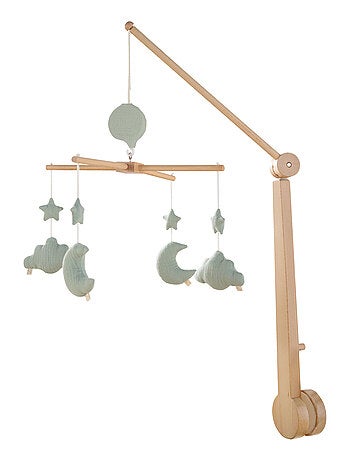 Mobile musical bébé en bois avec 4 jouets - SAUTHON