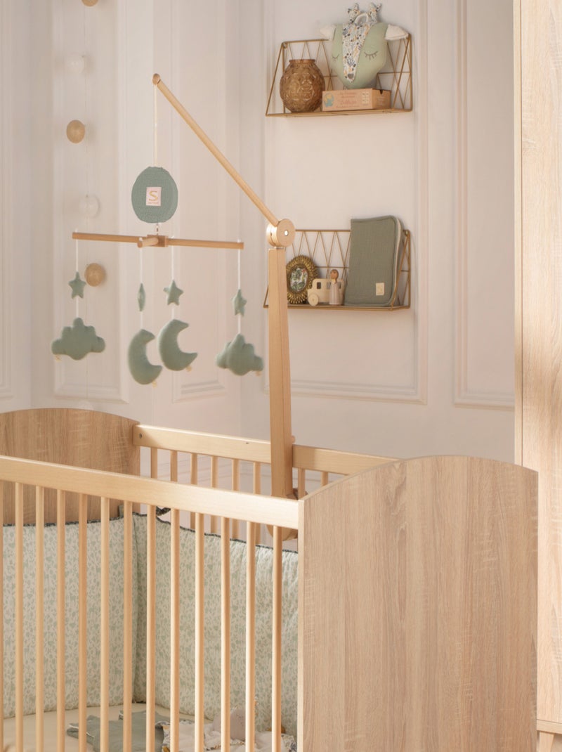 Mobile musical bébé en bois avec 4 jouets - SAUTHON Vert - Kiabi