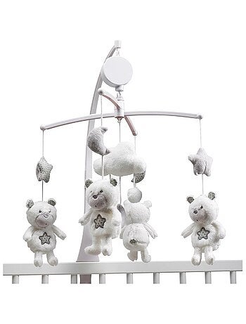 Mobile musical bébé Ours en polyester blanc - SAUTHON