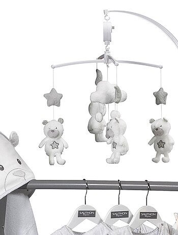 Mobile musical bébé Ours en polyester blanc - SAUTHON