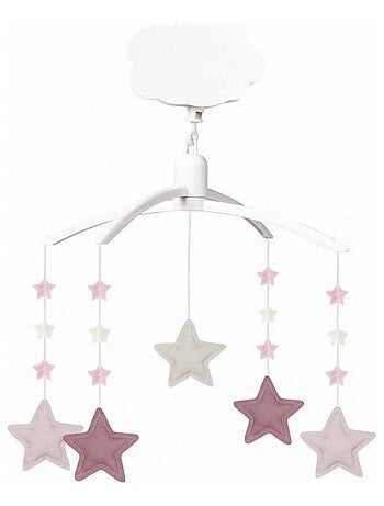 Mobile musical en coton bio Étoile rose