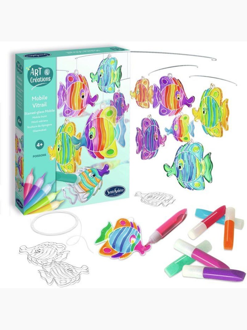 Mobile vitrail - poissons Bleu turquoise - Kiabi