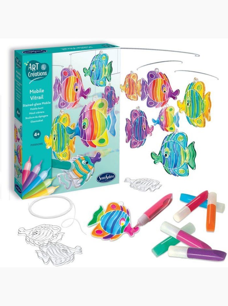 Mobile vitrail - poissons Bleu turquoise - Kiabi