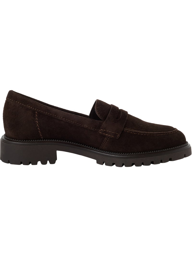 Mocassin à talon cuir tamaris Marron - Kiabi