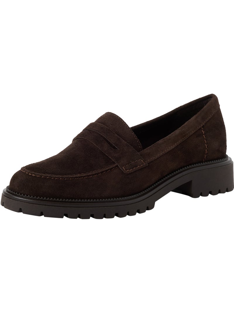 Mocassin à talon cuir tamaris Marron - Kiabi