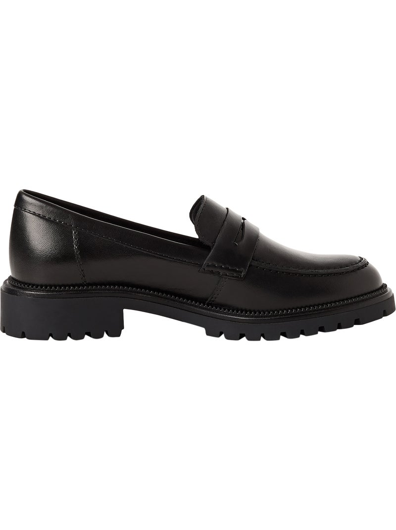 Mocassin à talon cuir tamaris* Noir - Kiabi