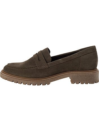 Mocassin à talon cuir tamaris