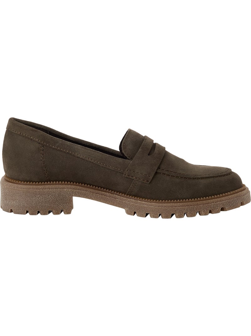 Mocassin à talon cuir tamaris Vert olive - Kiabi