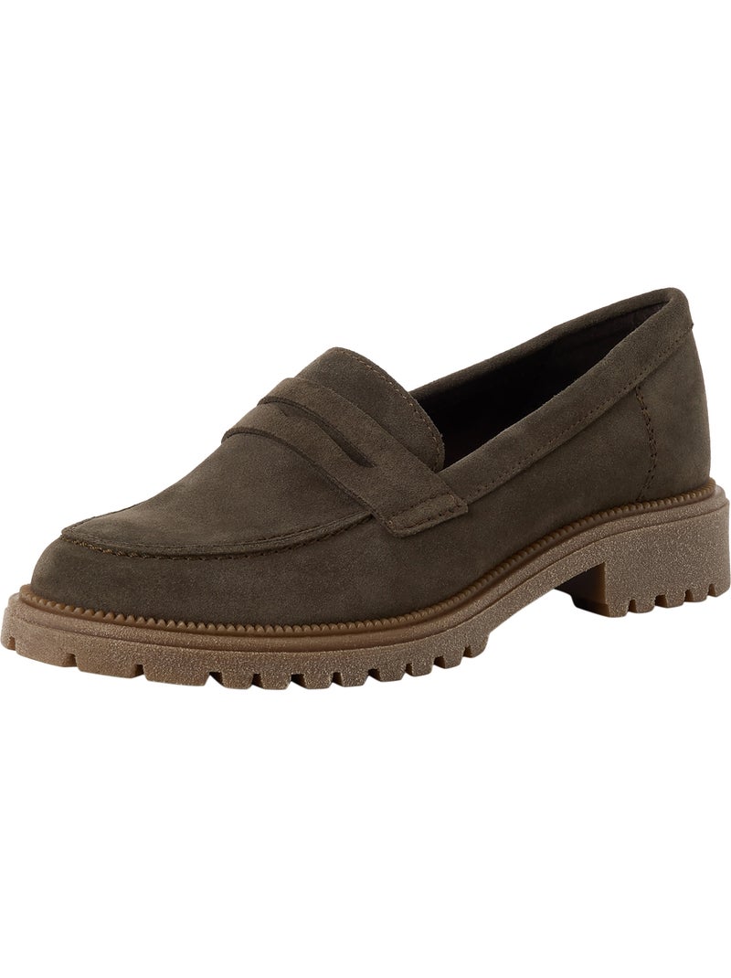 Mocassin à talon cuir tamaris Vert olive - Kiabi