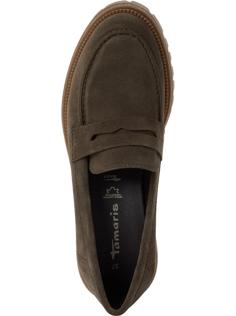Mocassin à talon cuir tamaris Vert olive - Kiabi