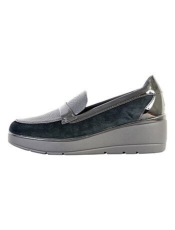 Mocassin Compensé Cuir Geox Ilde Suede Synt Pat