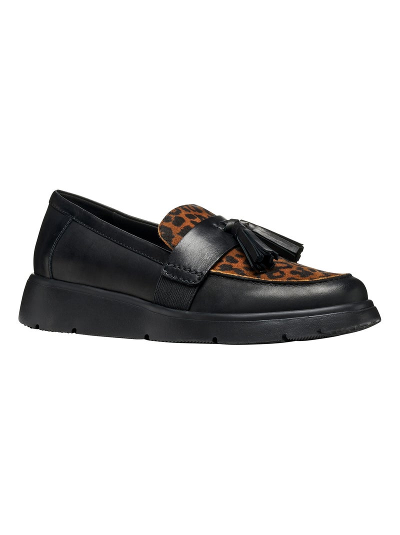 Mocassin Cuir Geox Arlara Noir Marron - Kiabi