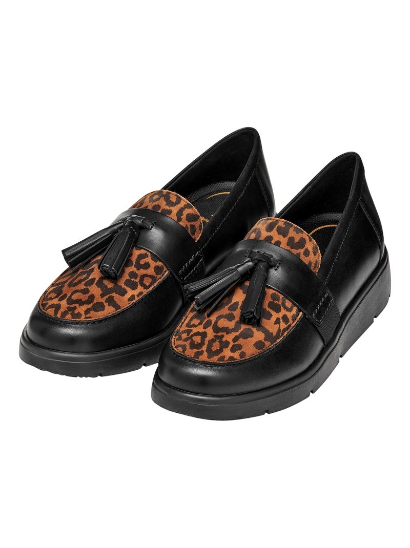 Mocassin Cuir Geox Arlara Noir Marron - Kiabi