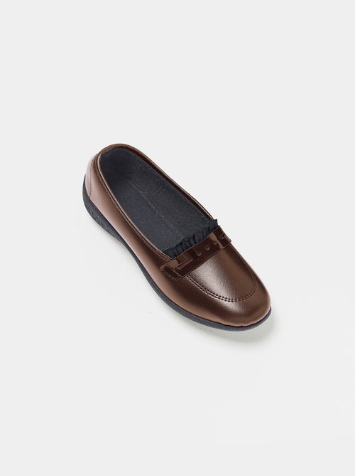 Mocassin cuir intérieur polaire - Kiabi