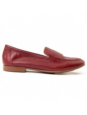 MOCASSIN CUIR NATUREL BORDEAUX