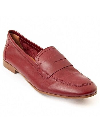 MOCASSIN CUIR NATUREL BORDEAUX