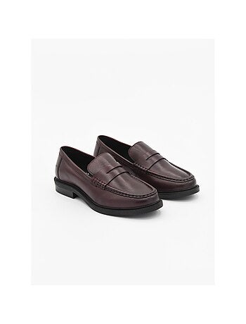 MOCASSIN CUIR NATUREL BORDEAUX