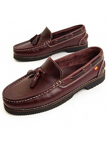 MOCASSIN CUIR NATUREL BORDEAUX