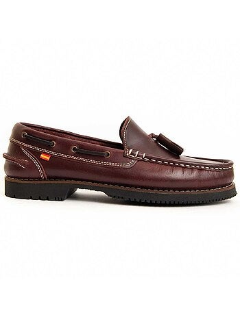 MOCASSIN CUIR NATUREL BORDEAUX
