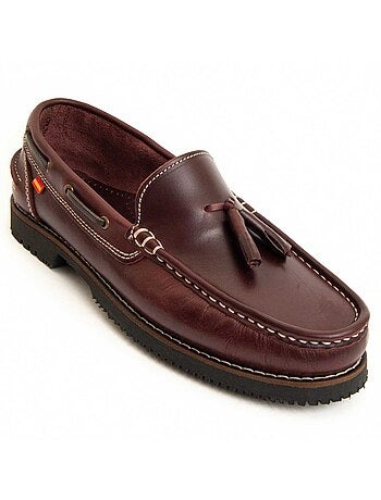 MOCASSIN CUIR NATUREL BORDEAUX